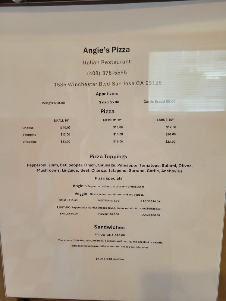 Angies Pizza Italian Restaurant Menu image 1
